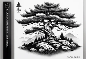 pine tree with no leaves tattoo idea