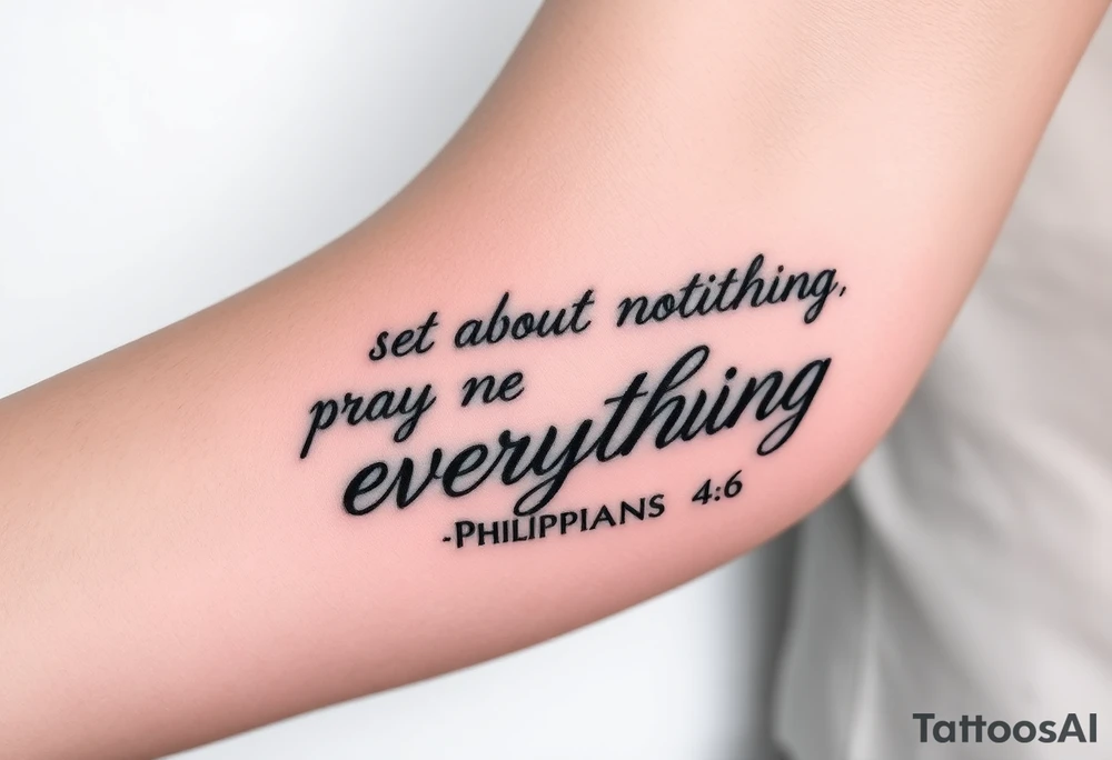 philippians 4:6 “worry about nothing, pray about everything” make this into a graphic type of tattoo with no words just meaning. tattoo idea