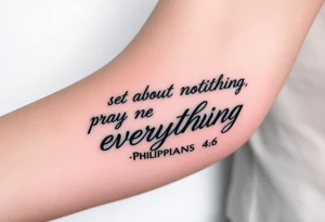philippians 4:6 “worry about nothing, pray about everything” make this into a graphic type of tattoo with no words just meaning. tattoo idea