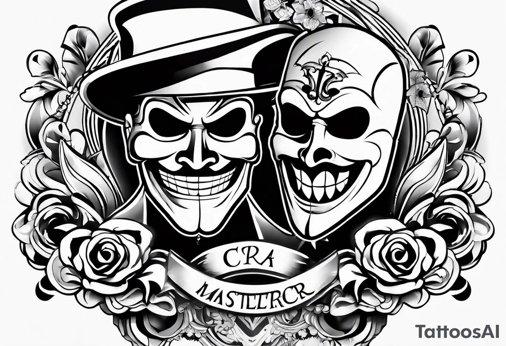 Smile now cry later gangster art masks tattoo idea