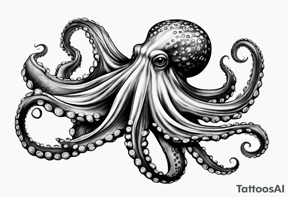 Swimming Realistic Octopus tattoo idea