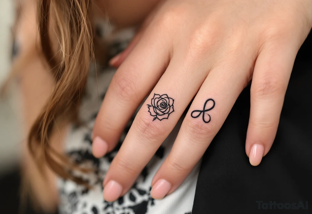 A rose ring with a small infinity symbol tattoo idea