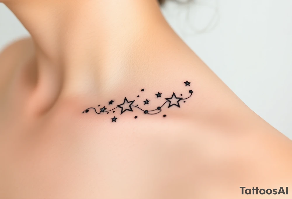 Stars wrapping collarbone tattoo idea