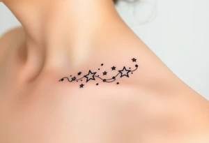 Stars wrapping collarbone tattoo idea