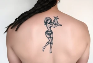 Dancing free spirit girl with a lime in a coconut tattoo idea