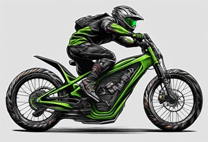 Green goblin riding a full suspension carbon fiber mountain bike tattoo idea