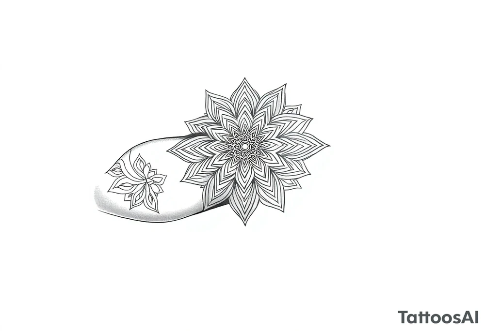 bold line ornamentaali mandala tattoo idea