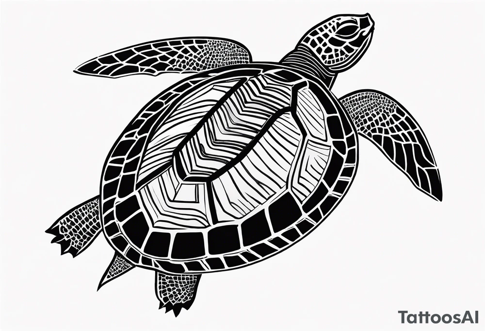 tropical psychedelic turtle's back, top down view, as seen from above tattoo idea
