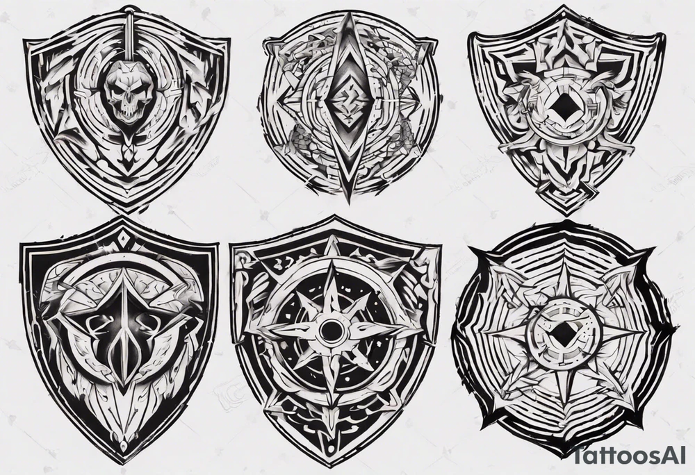 Shield symmetrical tattoo idea