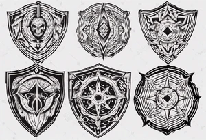 Shield symmetrical tattoo idea