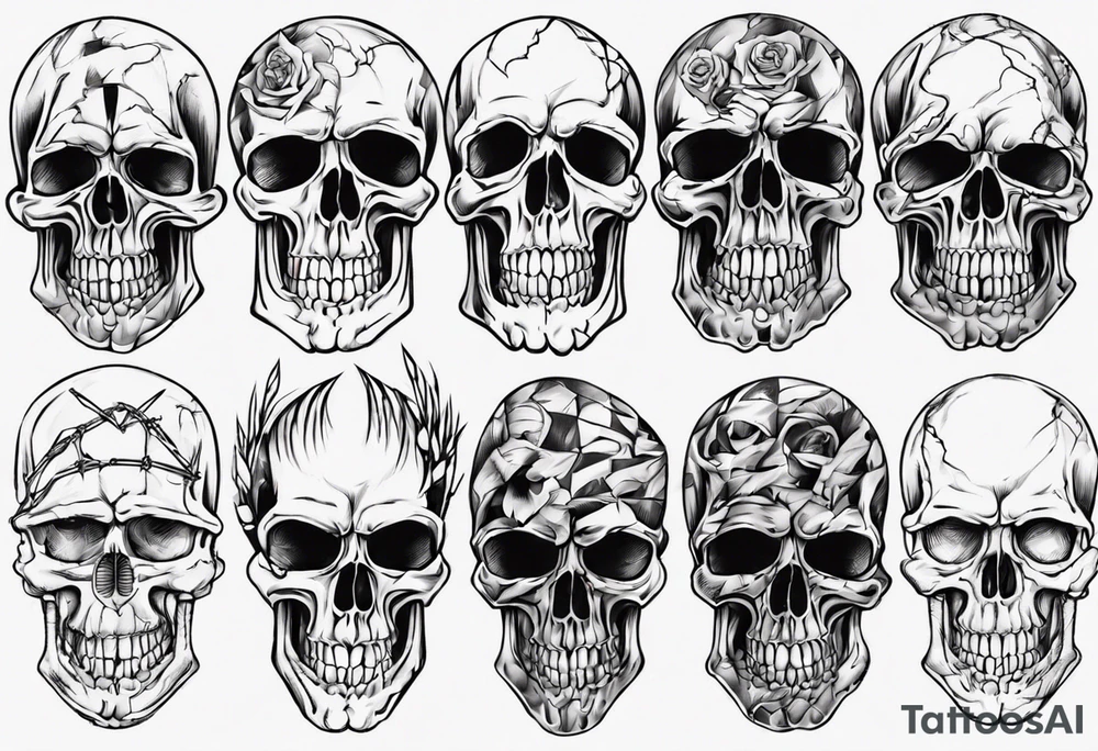 Barbs wired and skulls tattoo idea