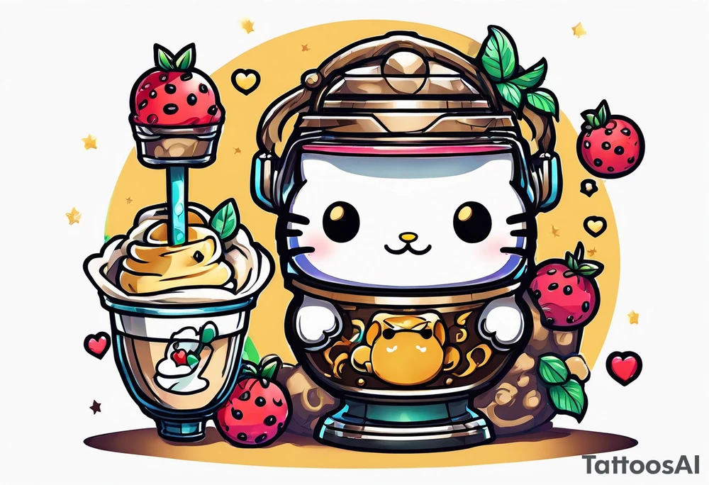 super cute anime boba tea sanrio tattoo idea