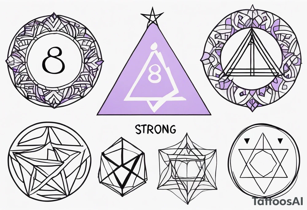 text “Strong. Soft. Wild.” Enneagram 8, 4 kids, purple tattoo idea