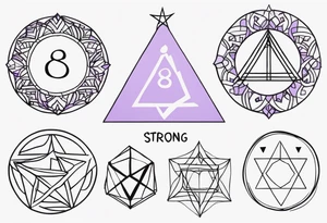 text “Strong. Soft. Wild.” Enneagram 8, 4 kids, purple tattoo idea