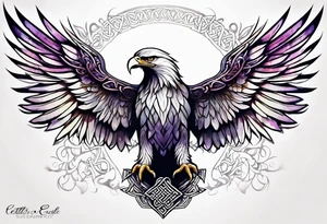 Feminine celtic Eagle with wings spread upwards tattoo idea