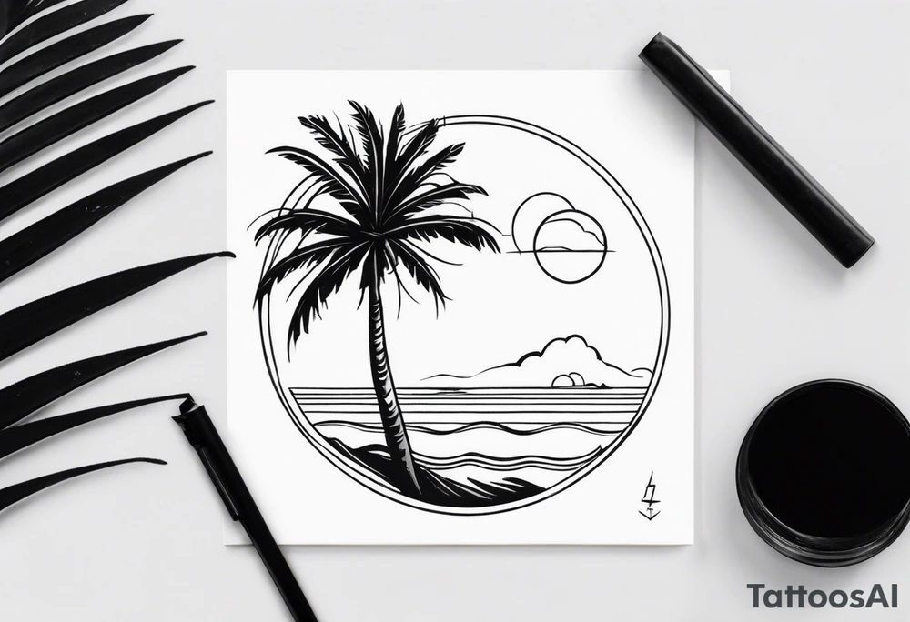 Palm on the beach tattoo idea