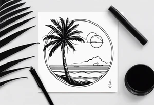 Palm on the beach tattoo idea