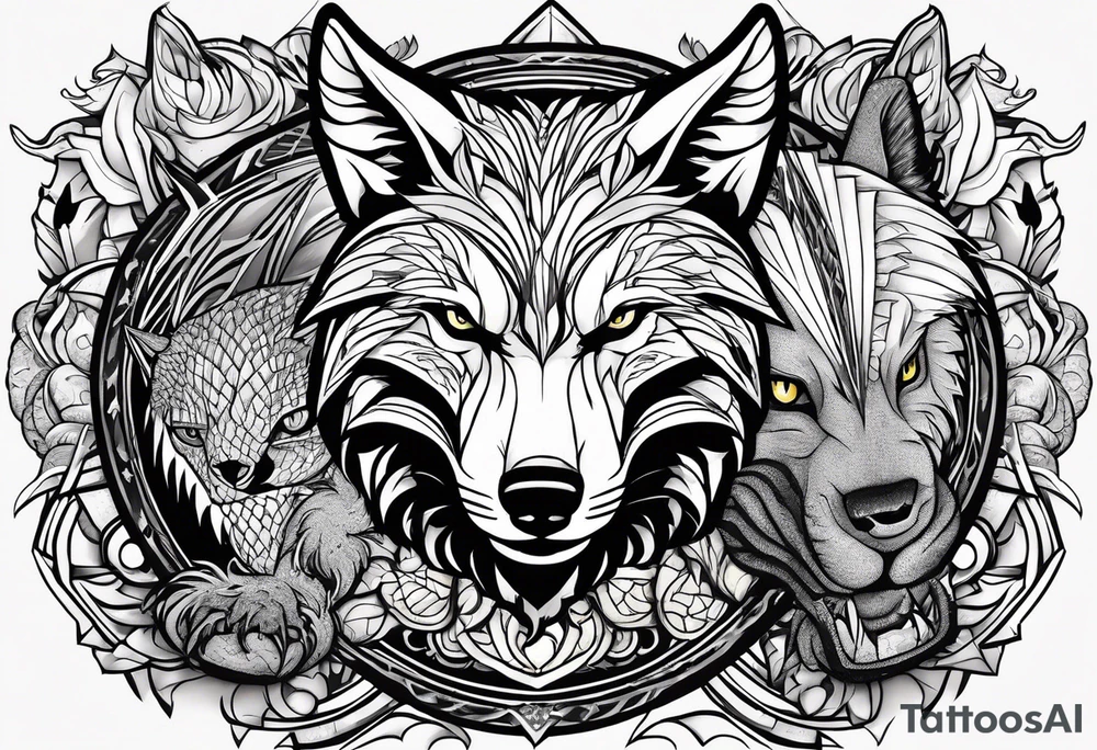 a super hero team which is combination of animals.
One is Badger/Wolverine One is Bull One is Wolf One is Axolotl One is Canary One is Lizard One is Cat tattoo idea