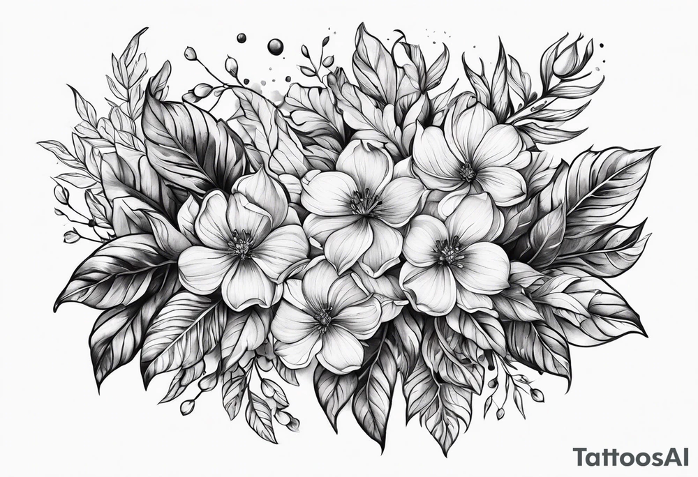 wood with foliage tattoo idea