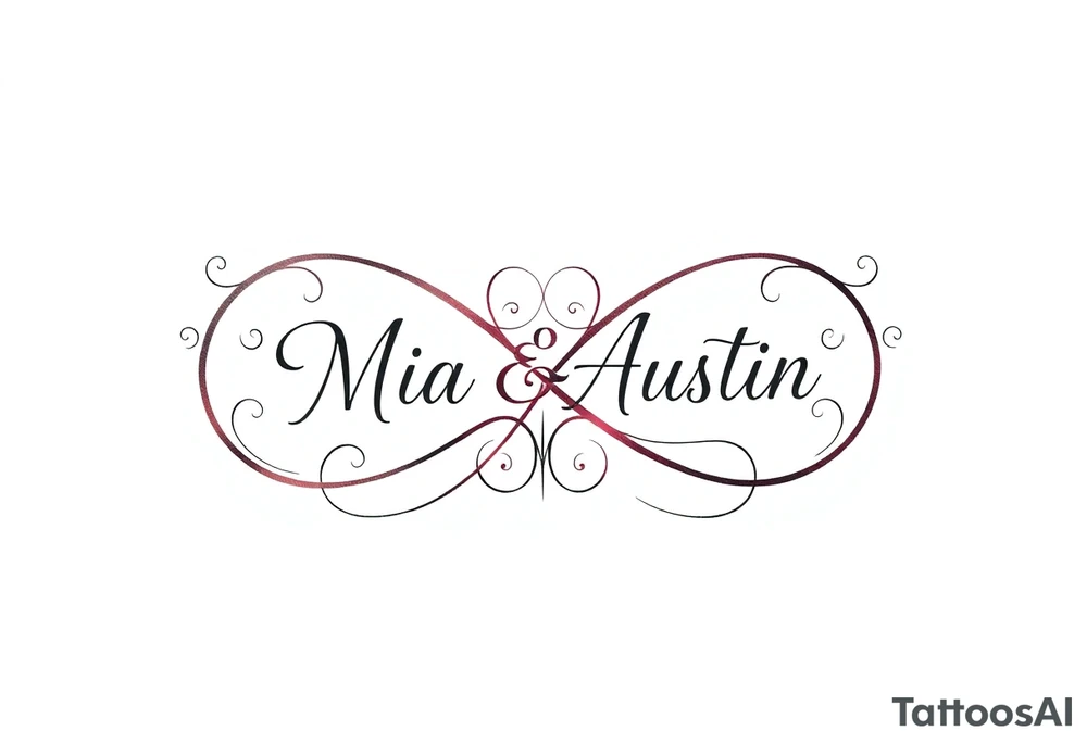 Infinity symbol with the name's Mia and Austin tattoo idea