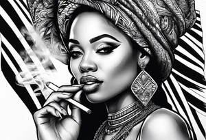 Jamaican lady smoking tattoo idea