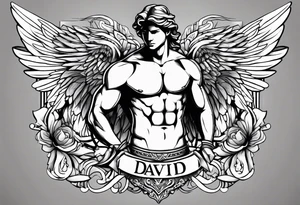 Name David with angel tattoo idea