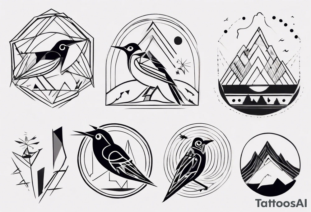 Kora with mountains birds tattoo idea