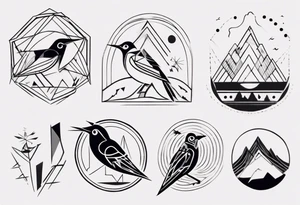 Kora with mountains birds tattoo idea