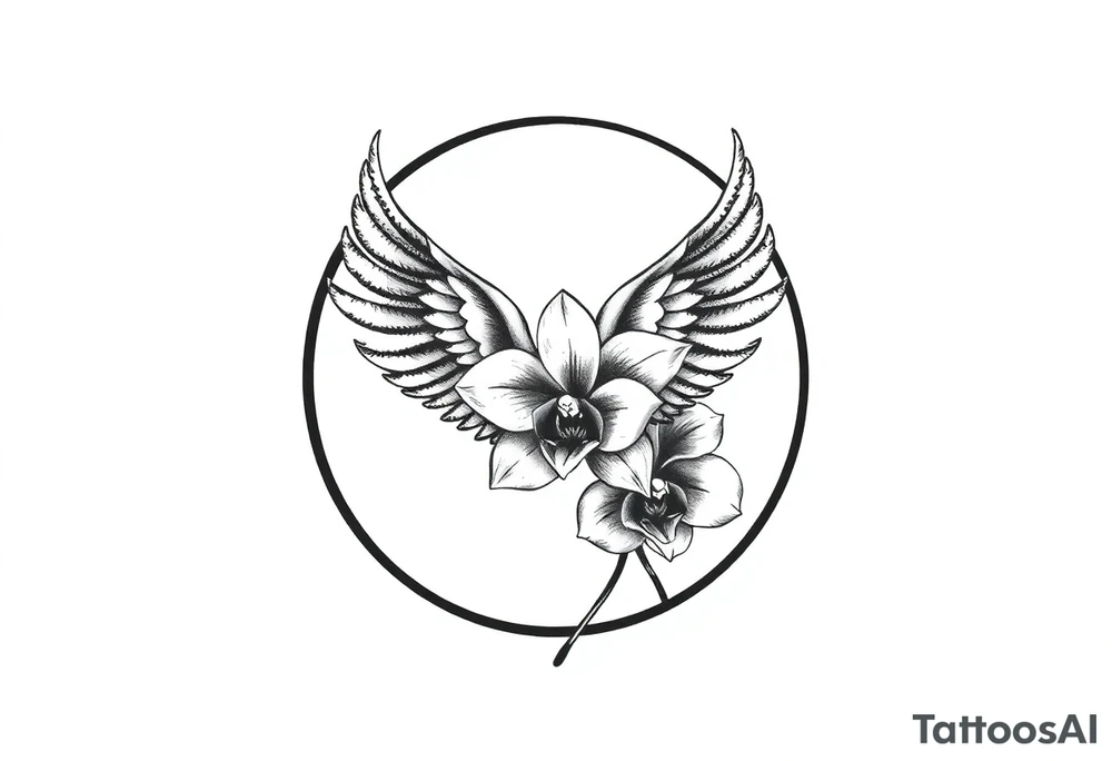 infinity loop with wings inside and an orchid tattoo idea