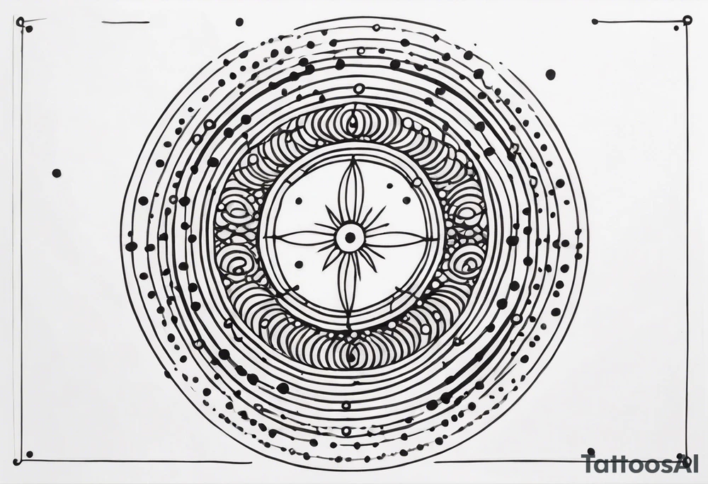 spiritual design made of black dots and circles tattoo idea