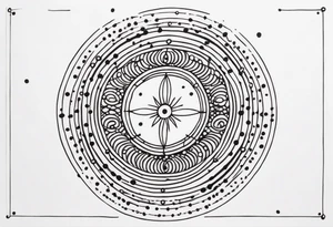 spiritual design made of black dots and circles tattoo idea