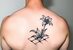 bathroom with lily coming up out of tile floor tattoo idea