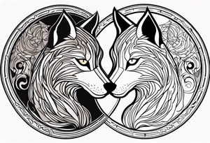 Wolf and cat yinyang tattoo idea