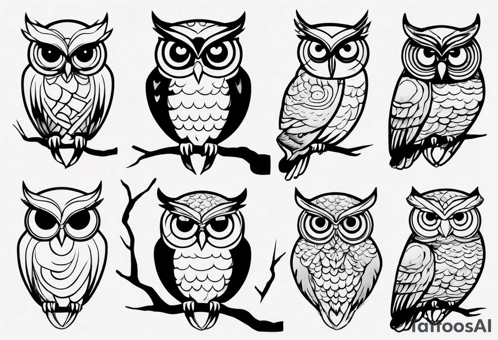 Owl with big eyes tattoo idea