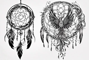 Phoenix swirly dream catcher abstract tattoo idea