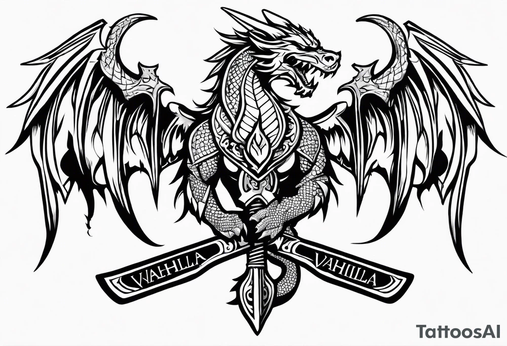 Valhalla  warrior   Sword axe
 Dragon tattoo idea