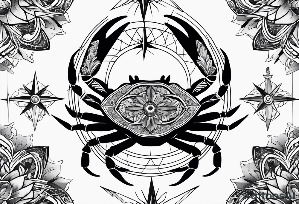 Crab Compass Arrow tattoo idea