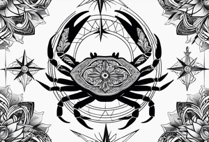 Crab Compass Arrow tattoo idea