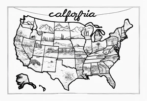 Roadtrip trough California on a Map tattoo idea
