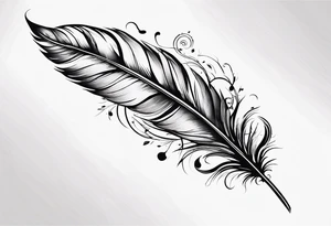 Feather tattoo with small music notes tattoo idea