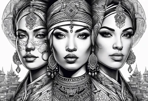 three person side by side. Daughter on the left, mother in the middle, grandmother on the right. greater age difference tattoo idea