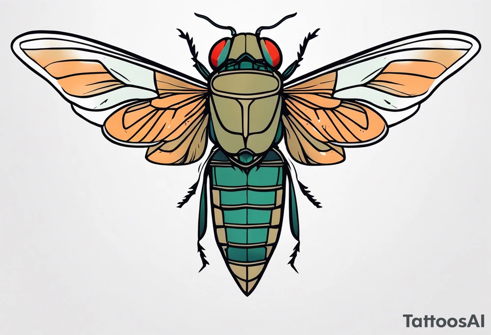 Neo traditional Cicada tattoo idea