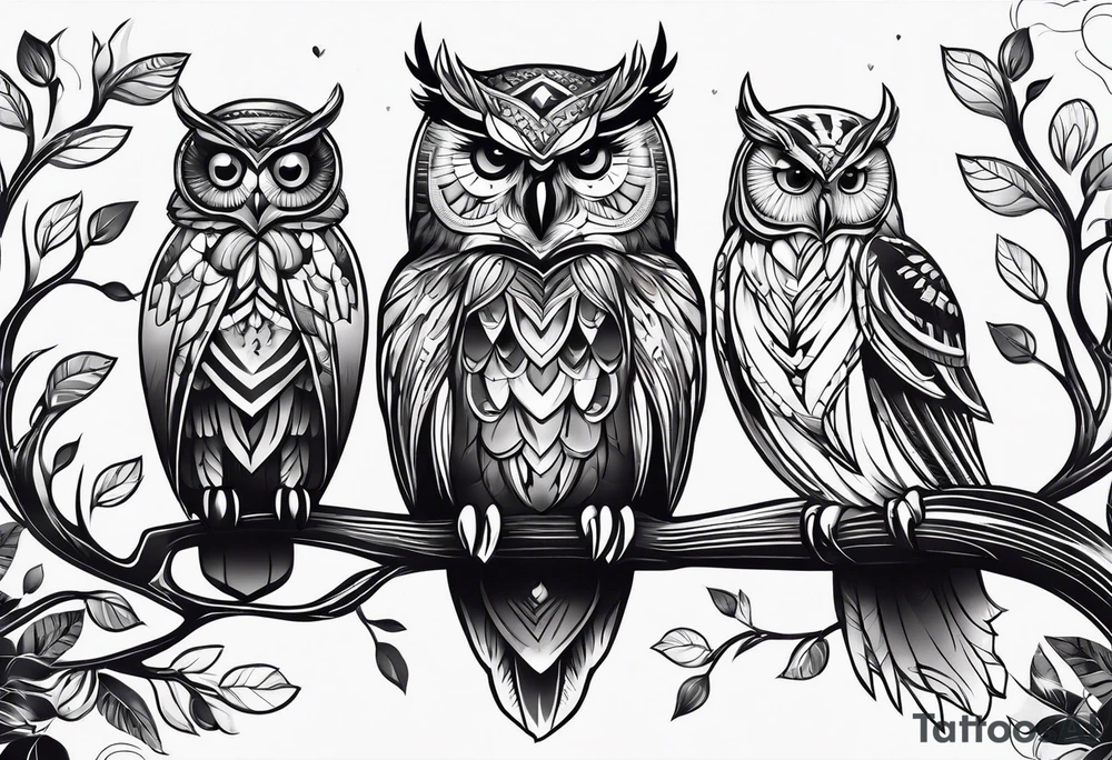 Owl family tattoo idea