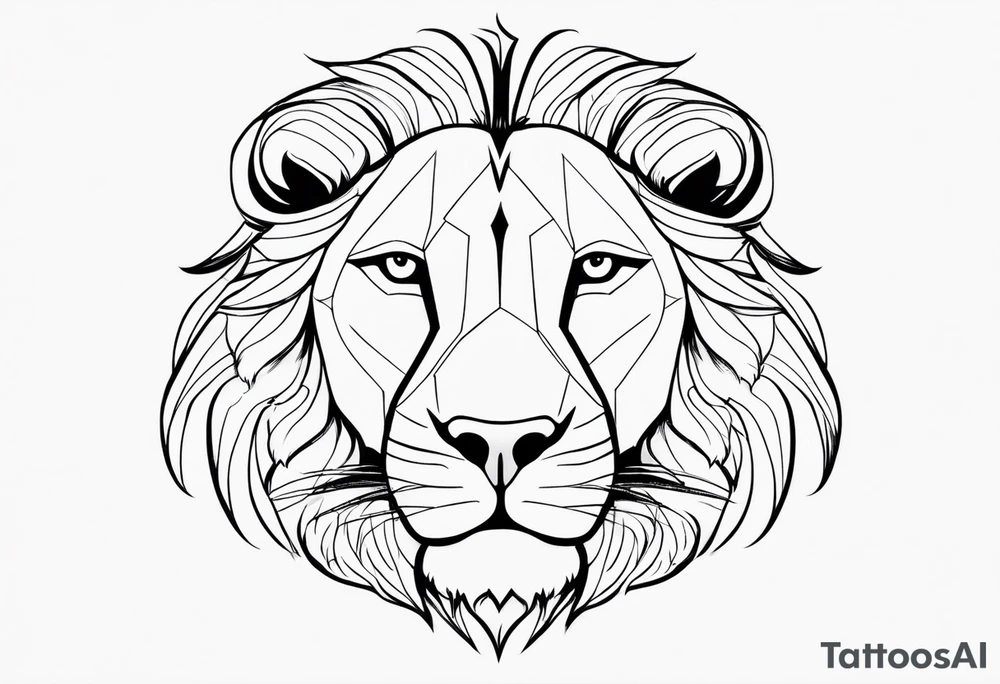 Visage lion coupé en deux avec lionceau tattoo idea