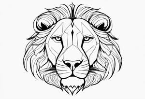 Visage lion coupé en deux avec lionceau tattoo idea