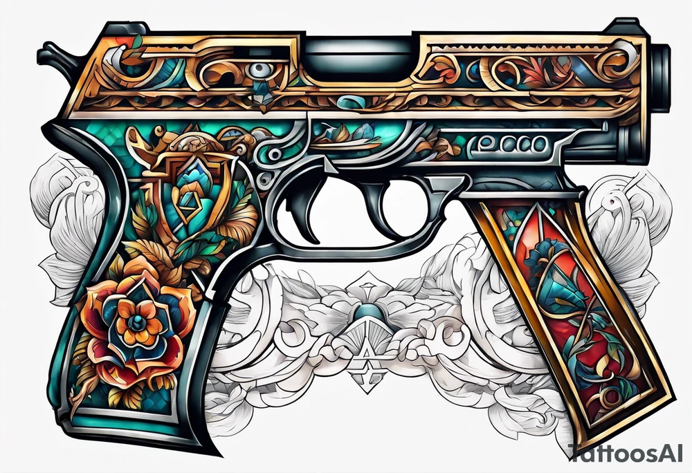 The letters AR with pistols on each side tattoo idea