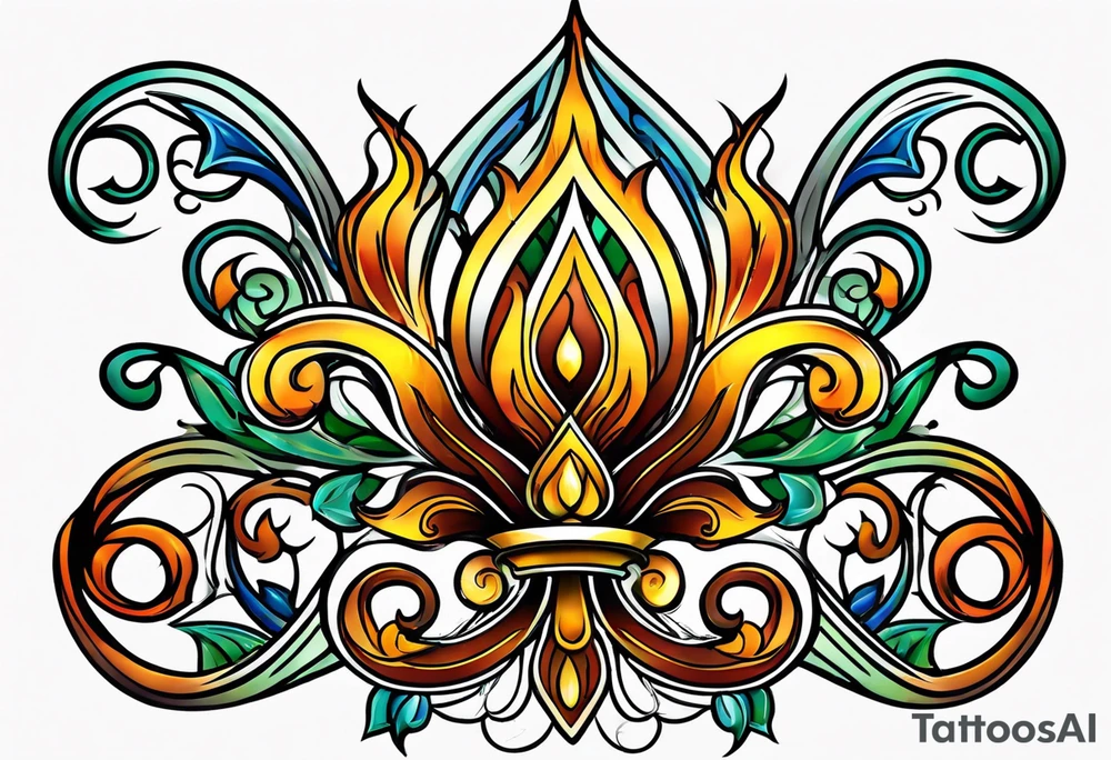Fleur de lys celtique en flamme tattoo idea