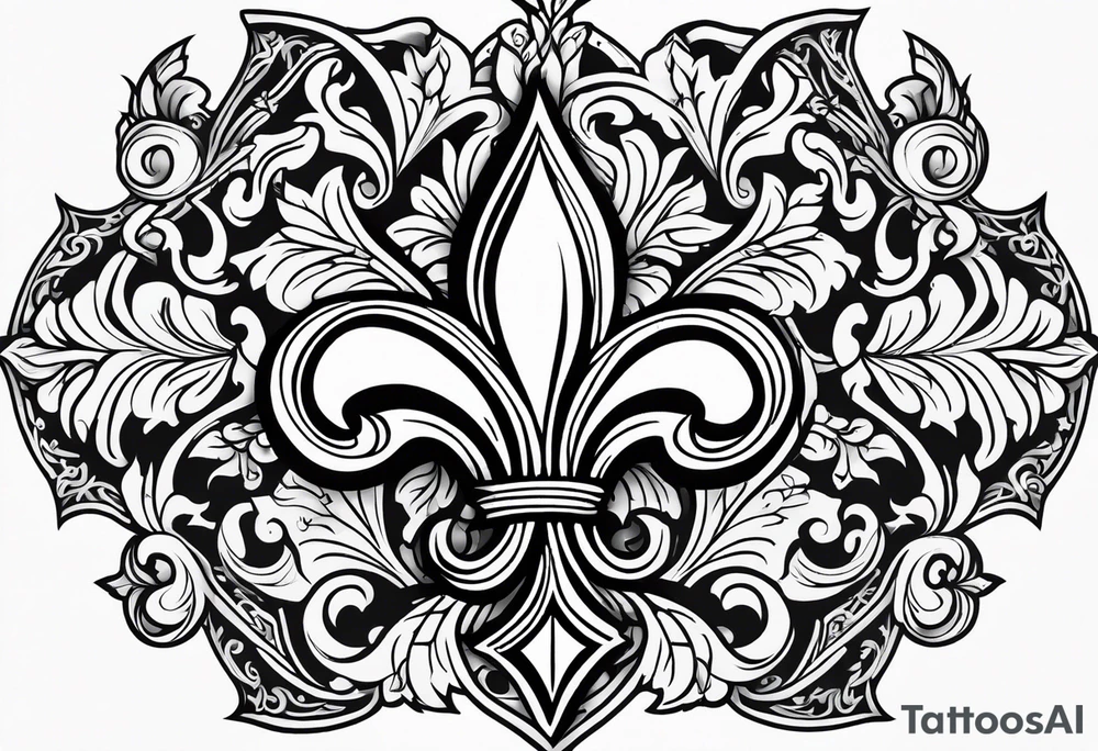 Fleur de lys celtique en flamme tattoo idea