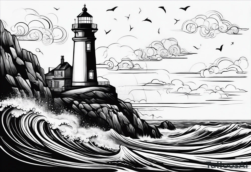 mat  de voilier en forme de phare marin. tattoo idea