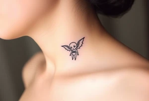 Misfit tiny goblin with wings tattoo idea